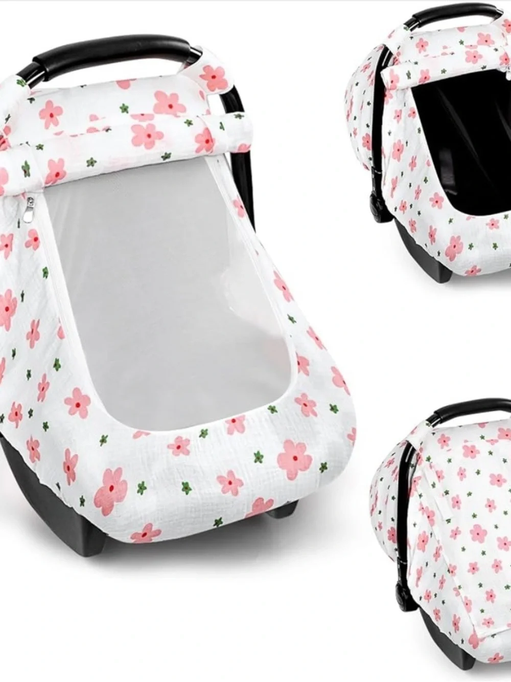 Floral Pink Baby Car Seat Cover - Soft Breathable Protection